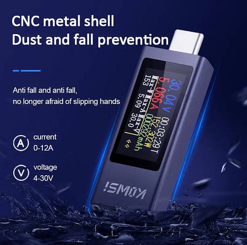 USB тестер KOWSI KWS-2302C з кольоровим дисплеєм, підтримка QC3.0, DC 4-30V, 0-12 A