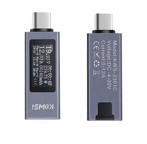 USB тестер KOWSI KWS-2301C 10 в 1 підтримка QC3.0, DC 4-30V, 0-12 A