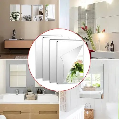 Акрилове дзеркало STICK MIRROR 30×30 см, самоклеюче, легке та удароміцне, для декору та інтер'єру стін