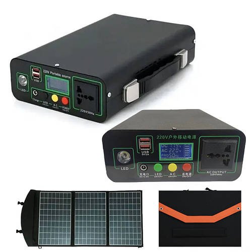 Портативна зарядна станція 300W 220V / 2xUSB із сонячною панеллю 45W EP-3018