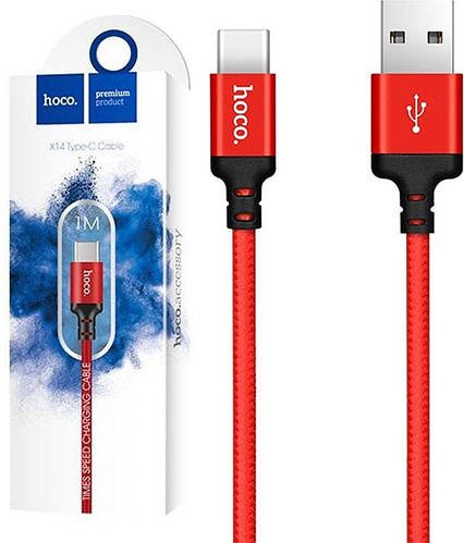 Інтерфейсний кабель Hoco X14 USB - TypeC 1m Red&Black