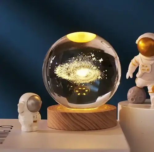 3D нічник 6/8 см Кришталевий Куля із сонячною системою HP227