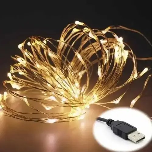 Гірлянда проти батарейок і USB-колір тепло білий 100 Led 10m на мідному дроті (Крапля роси) Лучшая цена