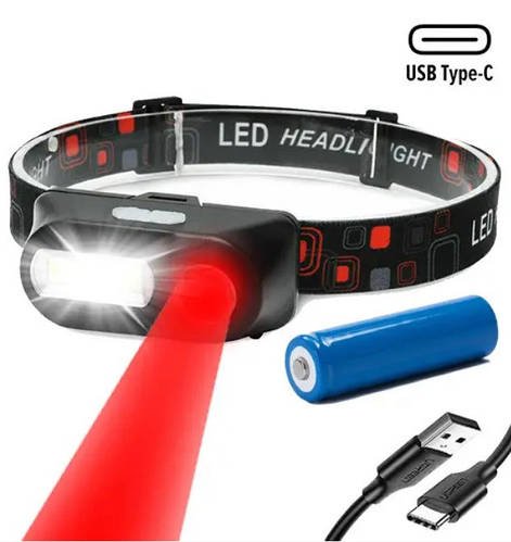 Ліхтар налобний з червоним світлом сенсорний BL-1804A COB XPE HP227