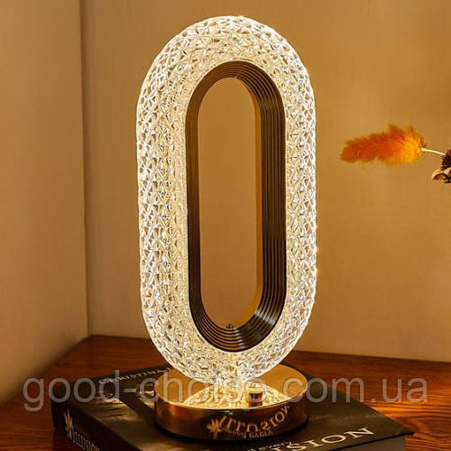 Настільна лампа-нічник 26х10,5см, з USB, CRYSTAL TABLE LAMP / Акумуляторний нічник / Світлодіодний світильник