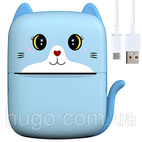 Дитячий термопринтер з Bluetooth + 1 рулон паперу USB, A8, Блакитний / Портативний міні принтер / Принтер для телефону