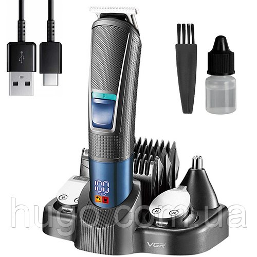 Тример для стрижки волосся + 10 насадок, VGR V-108 / Набір машинка для стрижки чоловіча / Електробритва