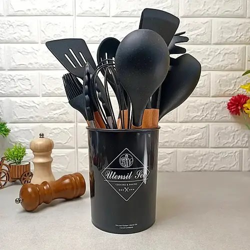 Набір кухонного приладдя 12 предметів Kitchen Set Чорний HP227