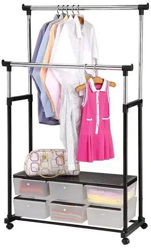 Вішалка-стійка для одягу підлогова подвійна телескопічна Double-Pole Clothes-Black horse SN27