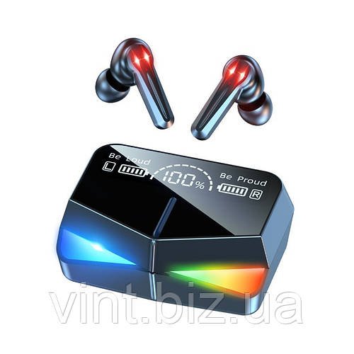 Безпровідні ігрові навушники M28 з зарядним кейсом та функцією PowerBank.