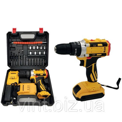 Шуруповерт із набором інструменту 24V та двома акумуляторами.