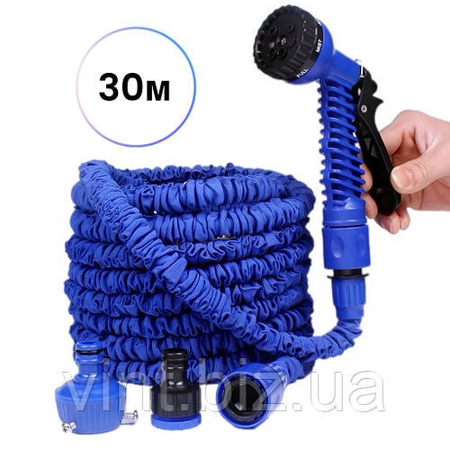 Поливальний шланг подовжується в 3 рази, довжина 30 м, 7 режимів роботи.