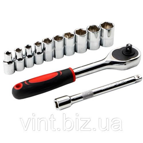 Тріскатковий ключ 1/2 з насадками від 8 мм до 24 мм