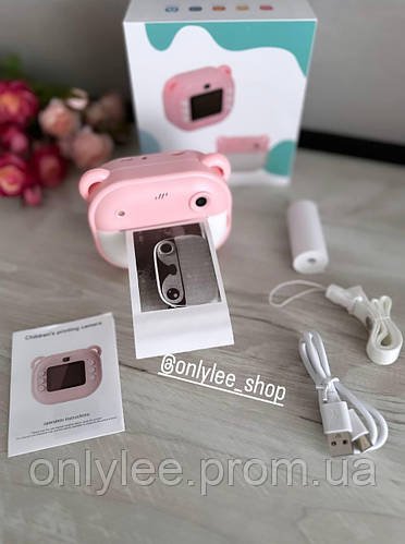 Дитячий фотоапарат миттєвого друку Children's Printing Camera Y600 з підтримкою microSD card 2 камери Pink
