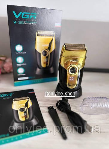Електробритва шейвер від USB з LED-дисплеєм VGR V-383 Чоловіча акумуляторна бритва для бороди та вусів тример