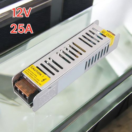 Адаптер / Блок живлення 12V 25A METAL Long подовжена конструкція, для автоелектроніки, охоронних систем