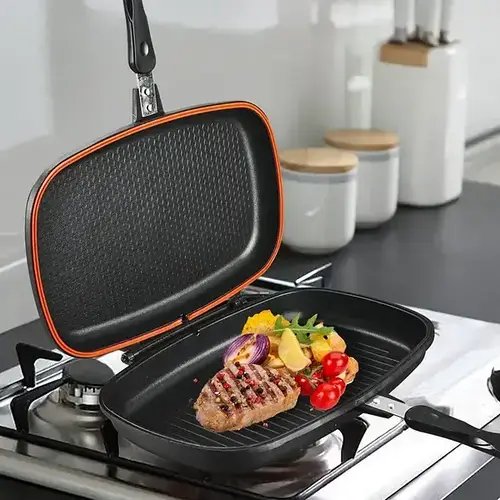 Сковорода-гриль двостороння 32 см Double Grill Pan, Сковорода з антипригарним покриттям для гриля та смаження. Лучшая цена