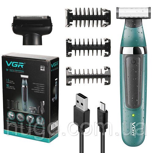 Тример для всього тіла, 500мАч + насадки, VGR V-393 / Акумуляторний тример для гоління / Електробритва