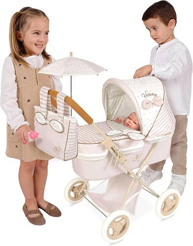 Коляска для ляльок DeCuevas Verona з сумочкою та парасолькою (розмір 65-38-в60см) 85078 Бежева