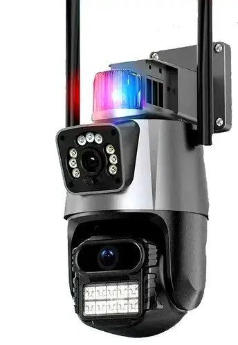Вулична охоронна поворотна WIFI камера Dual Lens Zoom 8MP сирена HP227