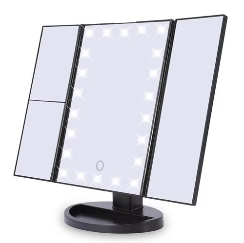 Косметичне потрійне дзеркало із сенсорним LED екраном та збільшувачем Magic Makeup Mirror Чорне