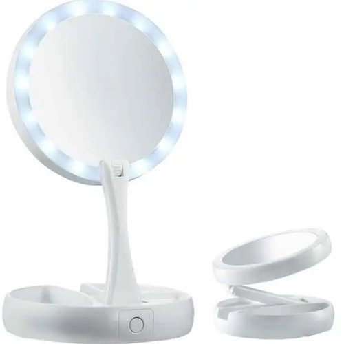 Косметичне дзеркало з підсвічуванням для макіяжу кругле FoldAway Mirror