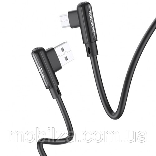 USB кабель Borofone BX58 кутовий (1m / 2.4A) Micro USB- чорний