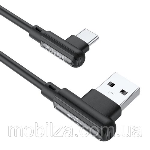 USB кабель Borofone BX58 кутовий (1m / 3A) Type-C- чорний