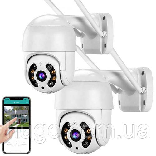Комплект 2шт WiFi Камера відеоспостереження, з датчиком руху A6 4MP / Вулична поворотна IP камера