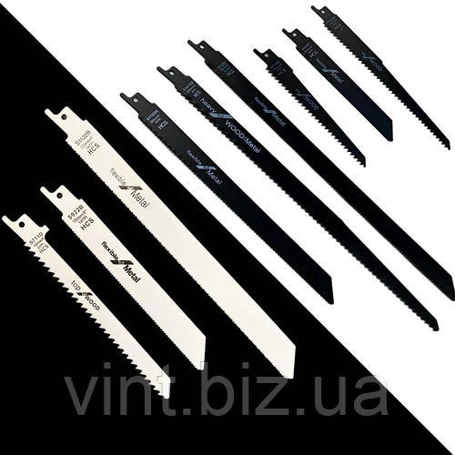 Полотна для шабельної пили, 9 - шт (5 під метал, 4 під дерево).