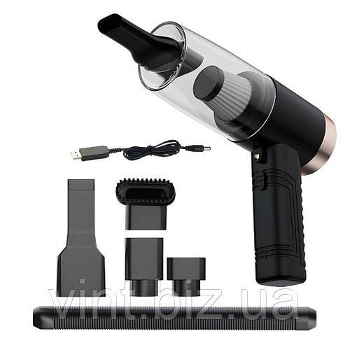 Автомобільний акумуляторний пилосос із насадками у комплекті