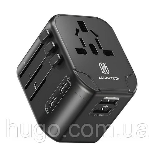 Мережевий адаптер для зарядrb 40Вт, 2×USB + 2×Type-C, Asomtech / Зарядний пристрій / Перехідник з розетки на USB