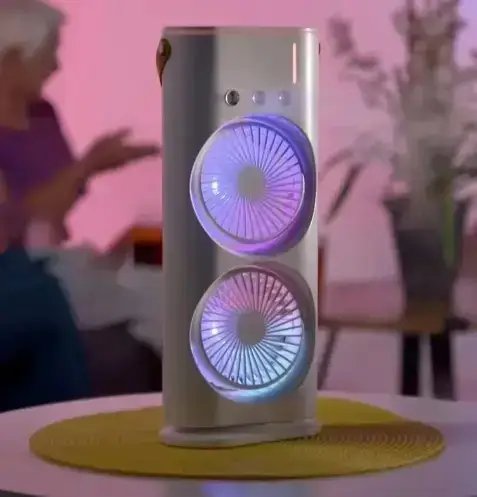 Вентилятор настільний Double-ended Spray Fan LED подвійний з охолодженням підсвітка 3 швидкості YU227