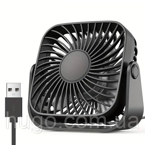 Настільний міні-вентилятор, від USB, 3 режими, 12×11×5 см, Topk, Чорний / Вентилятор портативний