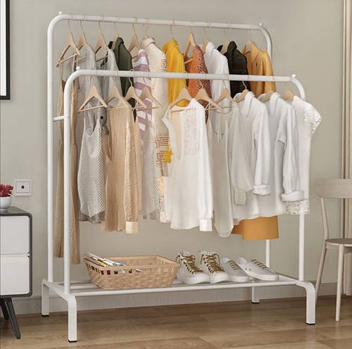 Подвійна стійка для одягу Double floor Hanger Біла YU227