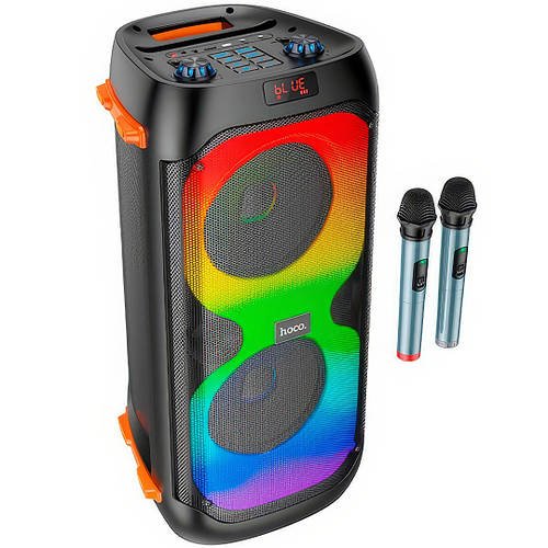 Портативна акустична система з пультом та 2 мікрофонами HOCO BS53 Bluetooth колонка з RGB підсвічуванням