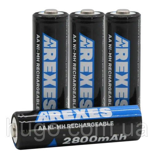 Комплект 4шт Акумулятор пальчиковий АА, 2800mAh, 1,2v Arexes / Батарейка акумуляторна / Батарейка АА