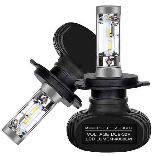 Комплект автомобільних світлодіодних LED ламп з охолодженням S2 Н4 LED лампи для авто на фари 4000Лм