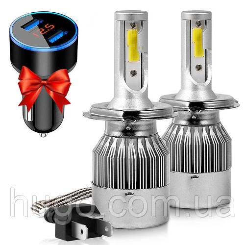 2 шт C6-H4 Автомобільні LED лампи + Адаптер в авто HC6 / Світлодіодні лампи для авто / Автолампи