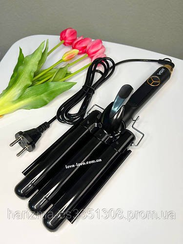 Потрійна плойка для завивання волосся VGR V-591 три хвилі діаметром 25 мм потужністю 125 Вт