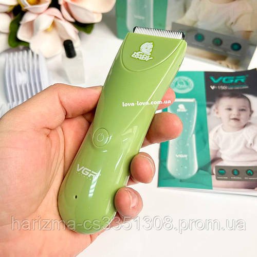 Акумуляторна бездротова машинка для стриження волосся дітей VGR V-150 безшумна з 3 двосторонніми насадками