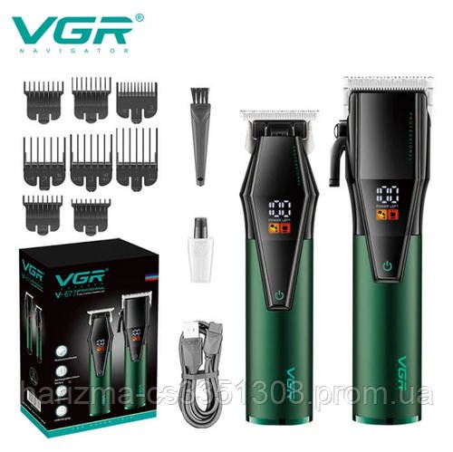 Професійний набір для стриження волосся VGR V-677 машинка для стриження та тример зі змінними насадками