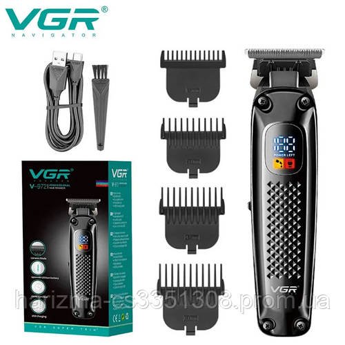 Професійний акумуляторний тример для бороди та вусів VGR V-972 зі змінними насадками 1,5-6 мм