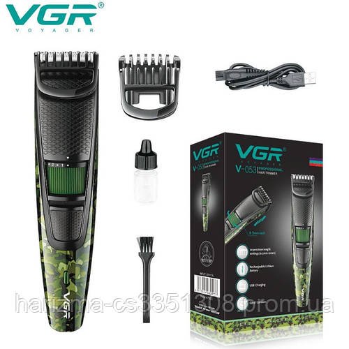 Акумуляторна машинка для стриження волосся VGR V-053 тример для бороди та вусів із телескопічною насадкою