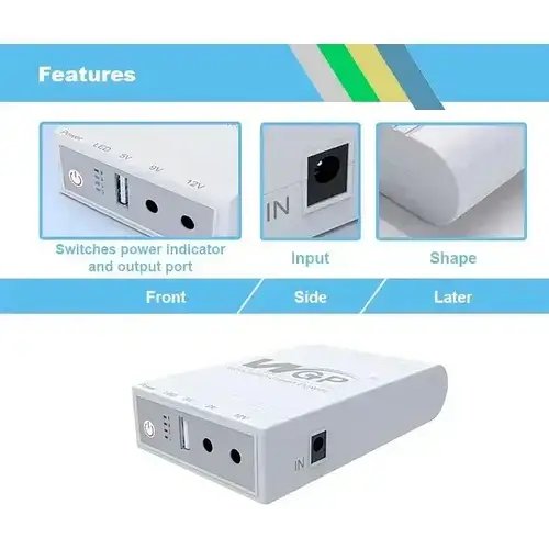 ДБЖ безперебійник для роутера, повербанк MINI DC UPS WGP103 (10400mAh, 5V, 9V, 12 V) White Лучшая цена