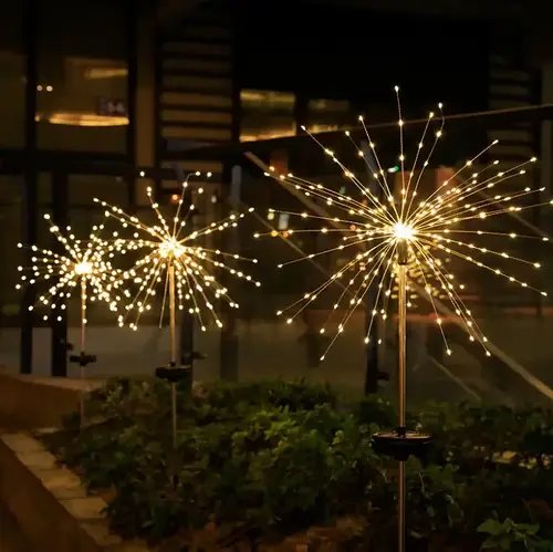 Ліхтар садовий Феєрверк на сонячній батареї, 60 led YU227