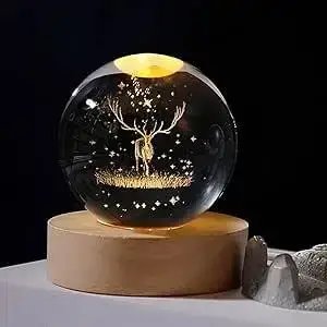 Декоративна 3D-нічник кришталева куля "Оленяш" з led-підсвіткою YU227
