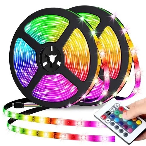 Світлодіодна Led стрічка 3528 RGB 10 метрів на самоклеючій основі з пультом і блоком живлення HP227