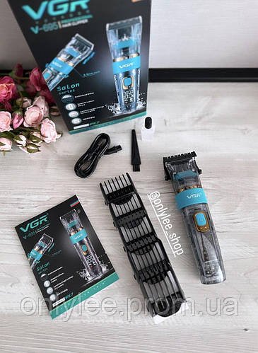 Акумуляторна машинка для стриження + 6 насадок з LED-дисплеєм і USB VGR V-695 чоловічий тример для волосся і вусів