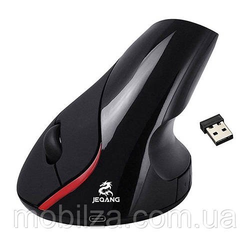 (Укр ) Миша бездротова вертикальна JEQANG JW-581 2.4G- чорний